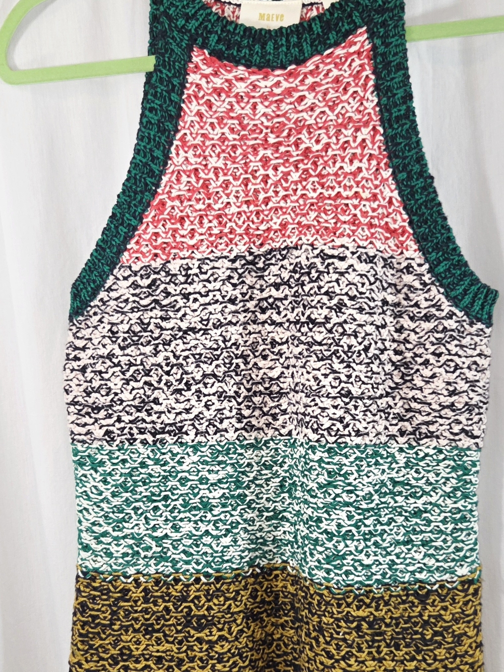 MAEVE Anthropologie Chunky Knit Colorblock Halter Top S